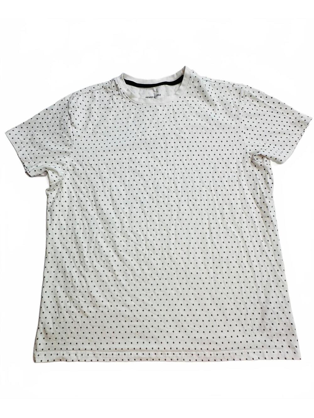Kenneth Cole New York Large White Polka Dot T-Shirt